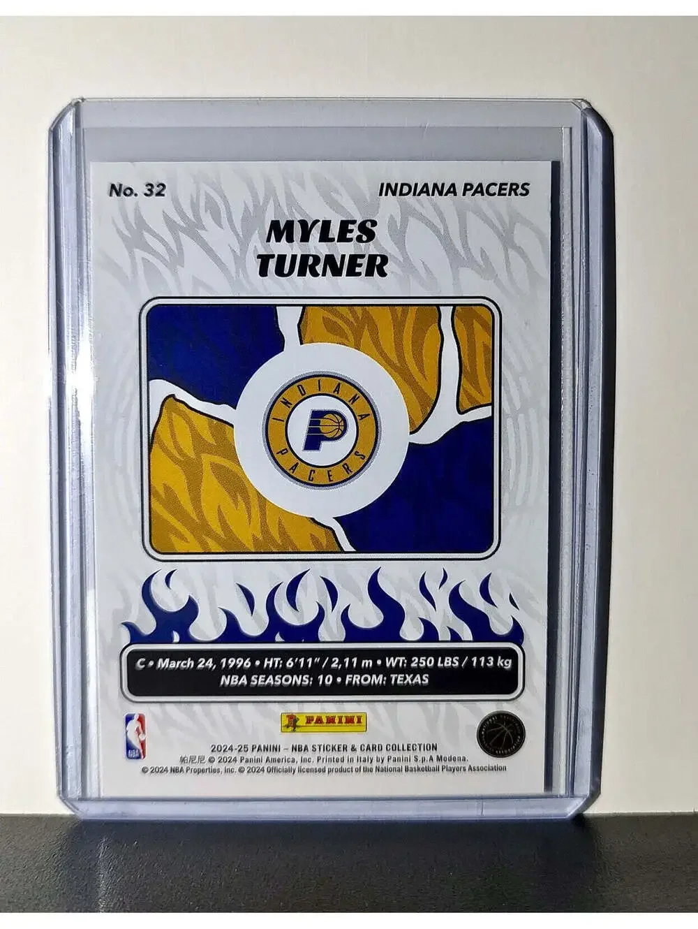 Myles Turner 2024-25 Panini NBA #32 Foil Sticker Card Indiana Pacers